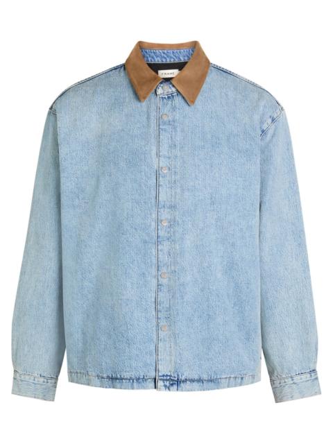FRAME Frame Suede Collar Denim Overshirt