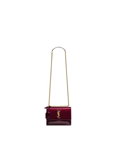 SAINT LAURENT SAINT LAURENT Sunset Small $2900 Gloss Burgundy Patent Leath