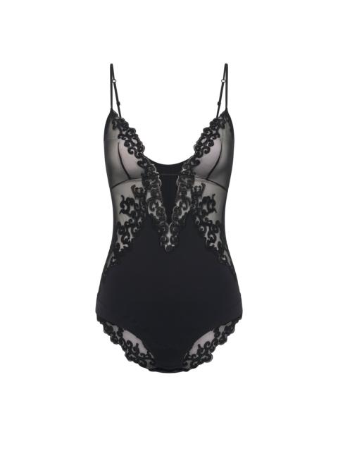 GABRIELA HEARST Wynona Bodysuit in Black Recycled Nylon Lace
