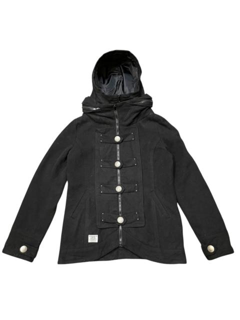 PPFM BACKS Seven Loveless Black Jacket, Black Hooded Coat