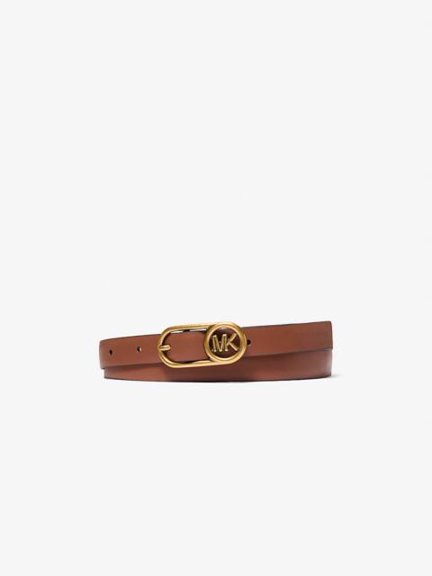 MICHAEL KORS Logo Buckle Leather Belt