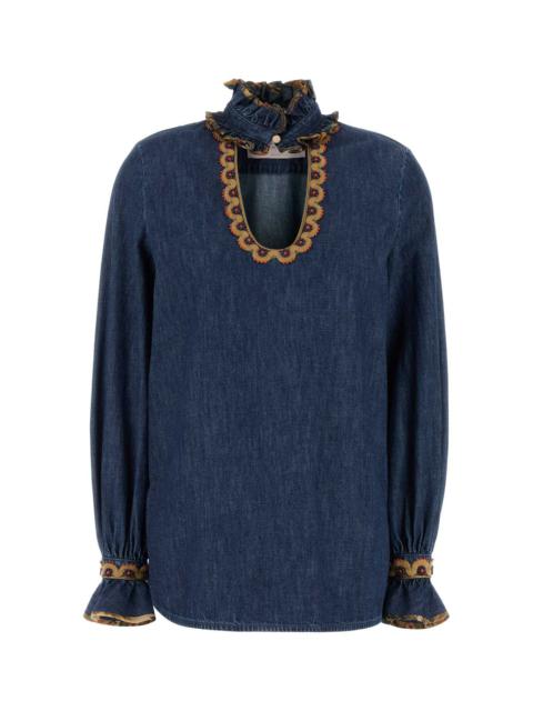 Valentino Garavani Women Chambray Denim Blouse