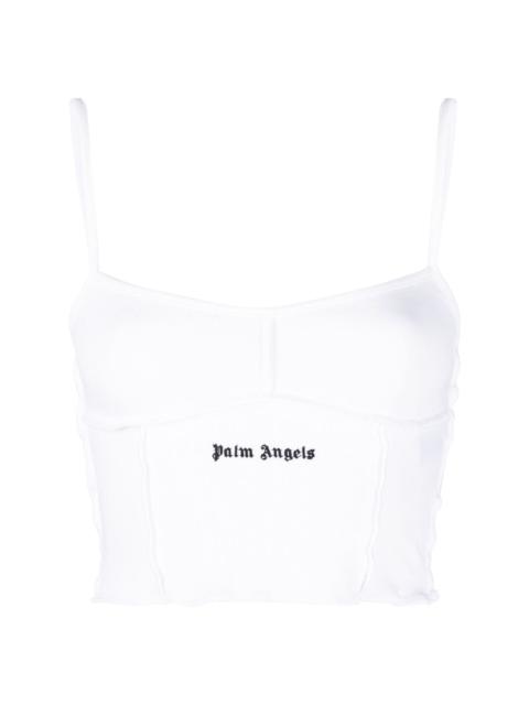 Palm Angels logo-embroidered crop top