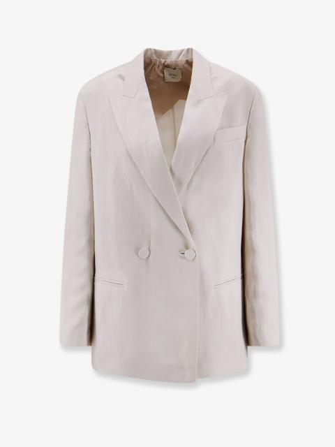 Other Designers Alysi Double-Breasted Lyocell And Linen Blazer