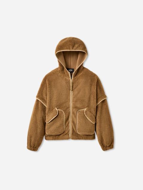 UGG ® Women's Mariella ®fluff Zip Hoodie Polyester Tops in Chestnut