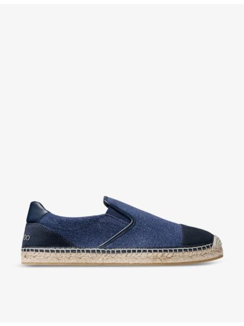 JIMMY CHOO Ivan slip-on canvas and suede espadrilles