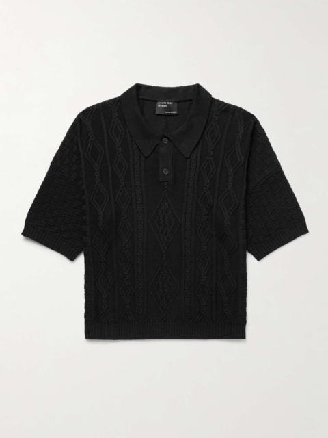 Anthony Cable-Knit Silk and Cotton-Blend Polo Shirt