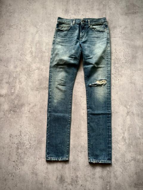 SAINT LAURENT Saint Laurent Paris 16SS D02 Blue Washed Distressed Jeans by Hedi Slimane