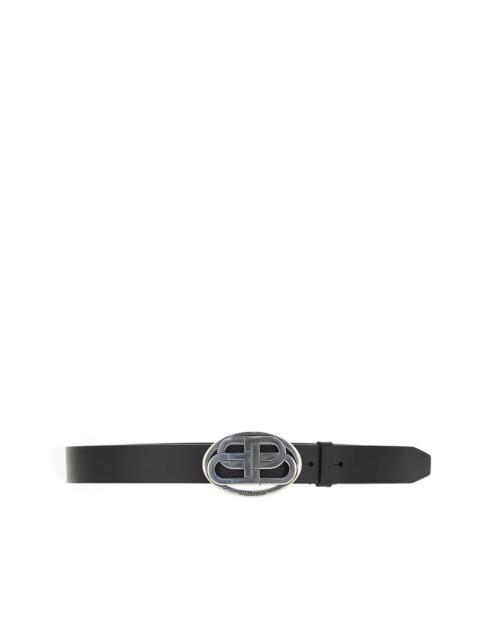 BALENCIAGA Balenciaga Oval BB Leather Belt Black