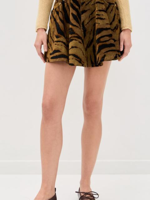 GANNI Printed Flock Denim Mini Skirt