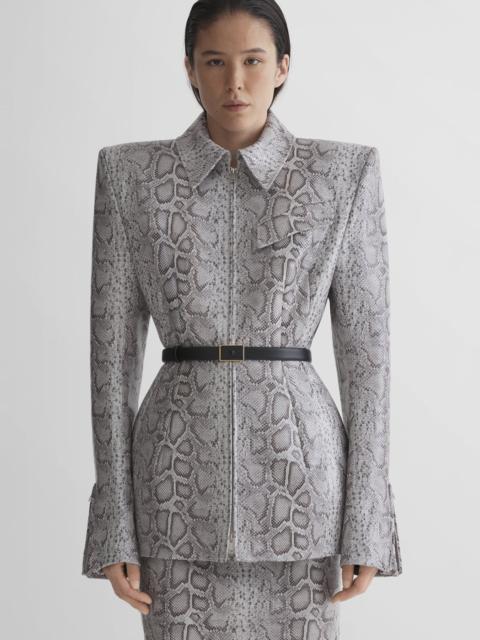 MUGLER python-embossed leather oblique jacket