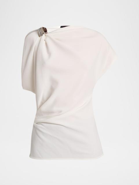 Proenza Schouler Malika Draped Short-Sleeve Top
