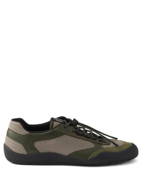 Prada Prada Men Speedrock Leather And Mesh Fabric Sneakers