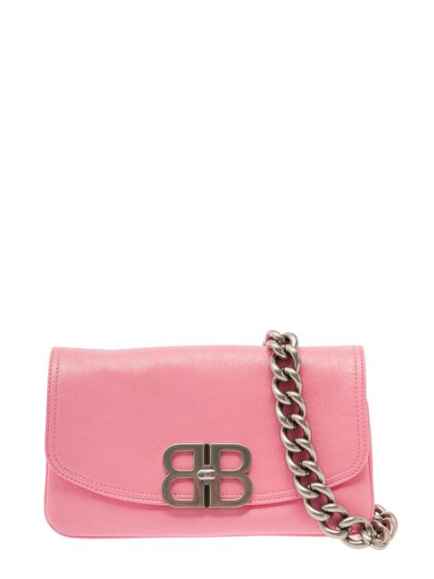 BALENCIAGA Balenciaga Women Pink Crossbody Bag With Palladium-Tone Bb Logo In Leather Woman