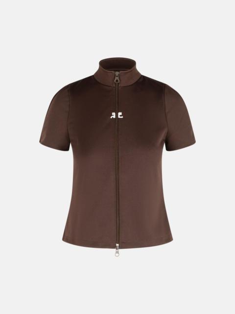 courrèges BROWN POLYESTER T-SHIRT