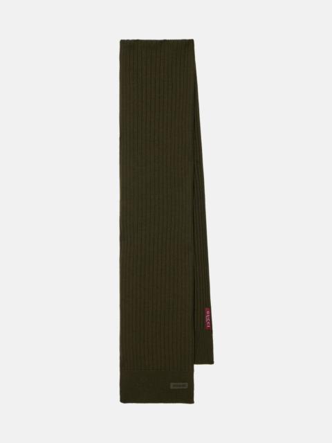 GUCCI Logo ribbed-knit wool scarf