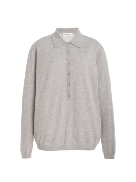 The Frankie Shop Tala Knit Wool-Blend Polo Shirt grey