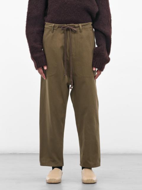 UMA WANG Green Perch Drawstring Trousers
