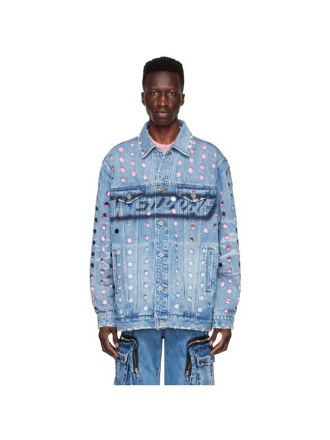 We11done Blue Logo Denim Jacket