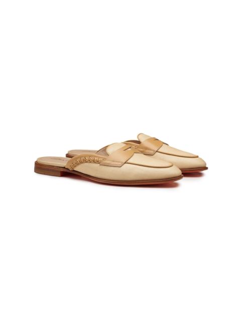 Santoni Santoni Women's Leather and Fabric Mule in Natural at Nordstrom