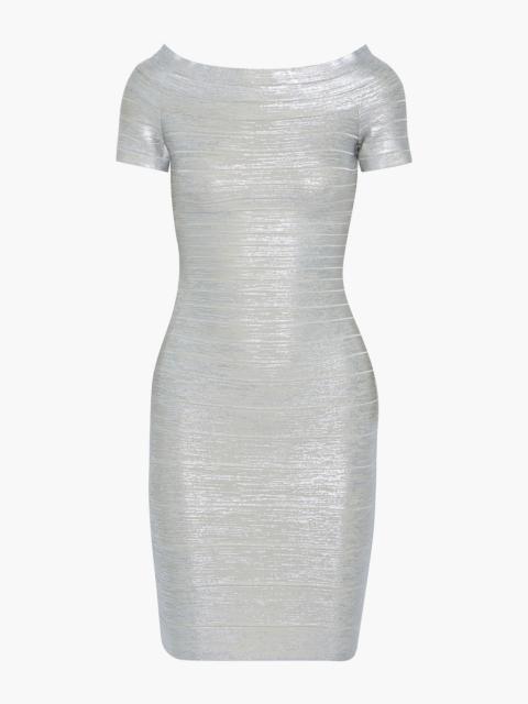 Other Designers Coated metallic bandage mini dress