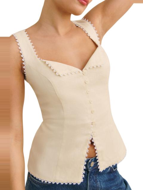 Reformation Reformation Viola Linen Tank in Sugar at Nordstrom