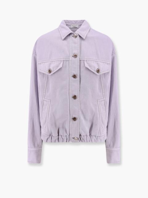 Brunello Cucinelli Cotton And Linen Denim Jacket With Elastic Bottom