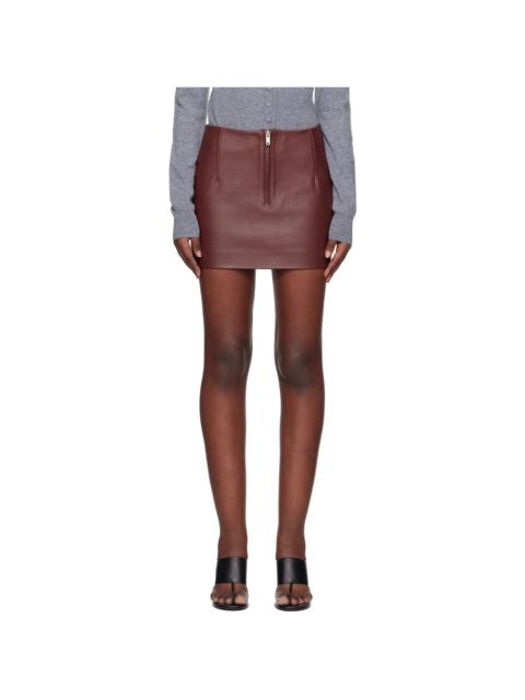 REMAIN Birger Christensen Burgundy Bonded Leather Miniskirt