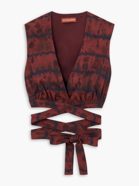 Altuzarra Ayo cropped tie-dyed cotton-blend wrap top