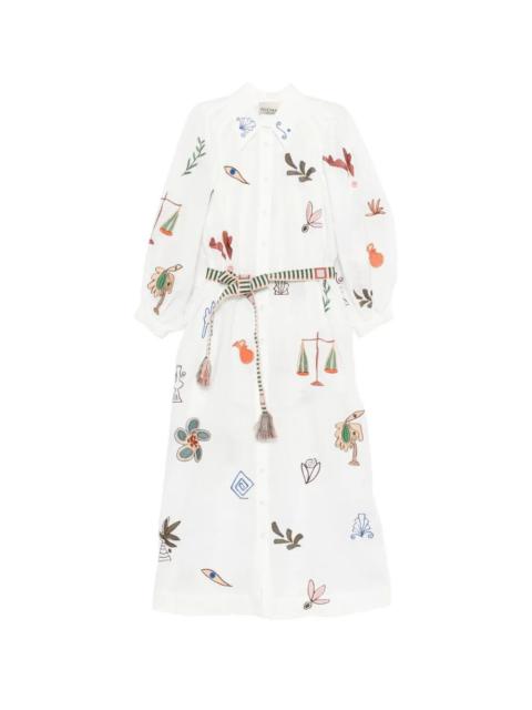 ALÉMAIS `Mina` Embroidered Shirt Dress