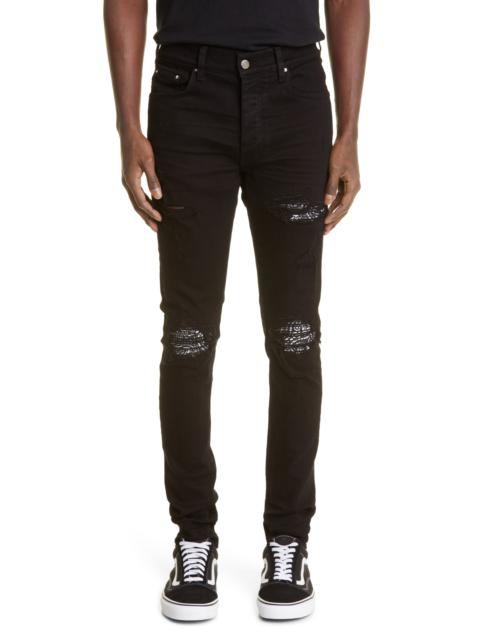 AMIRI Men's MX1 Bandana Ripped Patch Skinny Jeans
