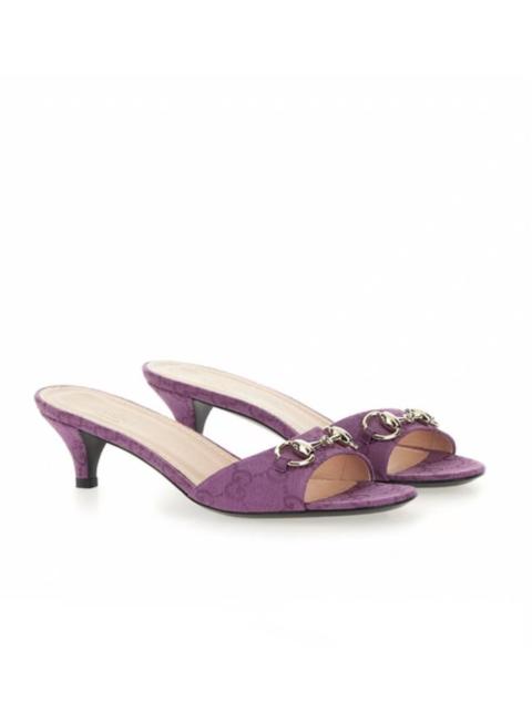 GUCCI Gucci Horsebit GG Canvas Sandals