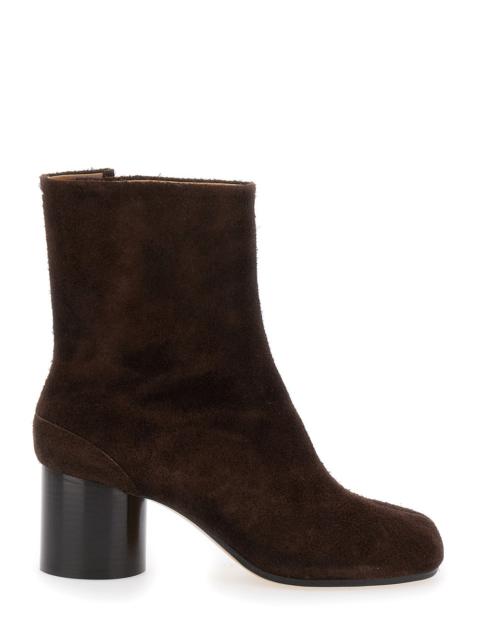 Maison Margiela Women Brown Ankle Boots With Tabi Toe And Block Heel In Leather Woman