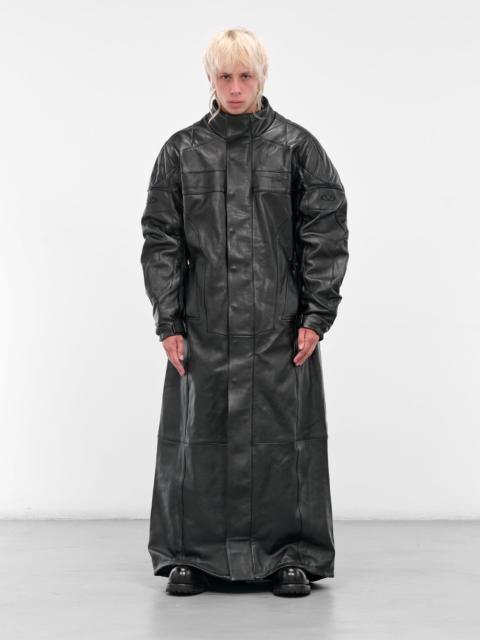 VETEMENTS Black Leather Long Moto Coat