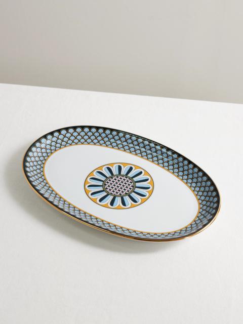 La DoubleJ Oval Gold-plated Porcelain Platter