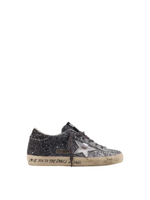 Golden Goose GOLDEN GOOSE Super-Star Women's Silver Glittered Leather Sne