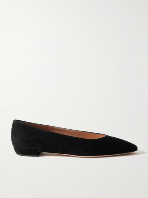 Gianvito Rossi Amelia Suede Point-toe Flats