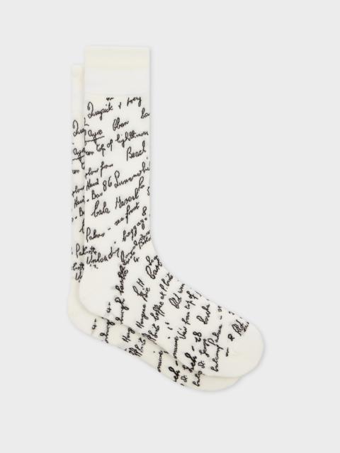 Paul Smith White 'Handwriting' Socks