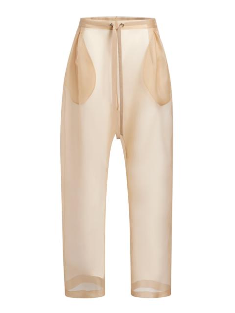 KHAITE Trenton Organza Wide-Leg Pants tan