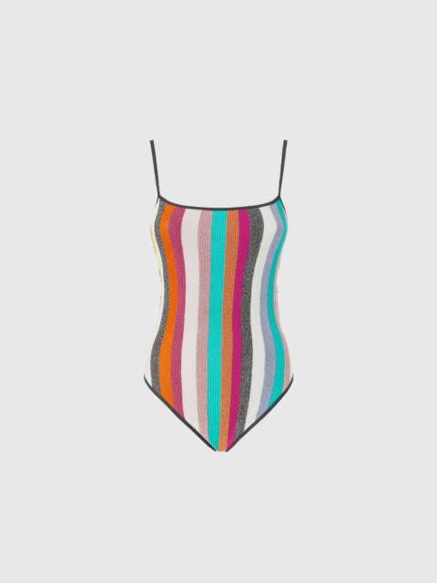 Missoni One-piece swimsuit in striped ribbed lamé knit