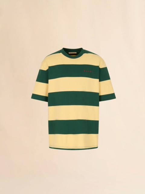 Marni GREEN AND YELLOW MAXI-STRIPE COTTON T-SHIRT