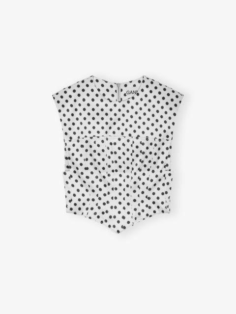 GANNI POLKA-DOT SATIN CORSET BLOUSE