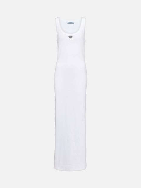Prada Logo cotton jersey maxi dress