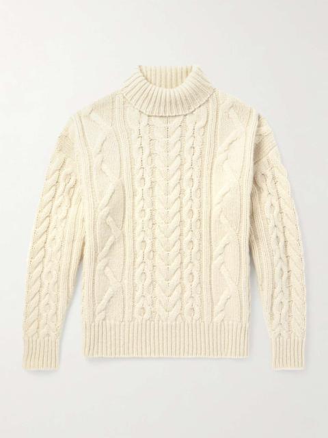 Cable-Knit Wool, Cashmere and Mohair-Blend Rollneck Sweater