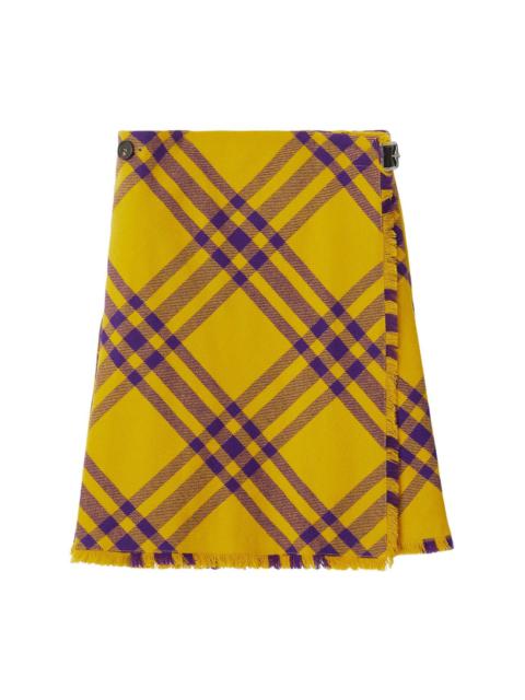 Burberry check-pattern frayed kilt