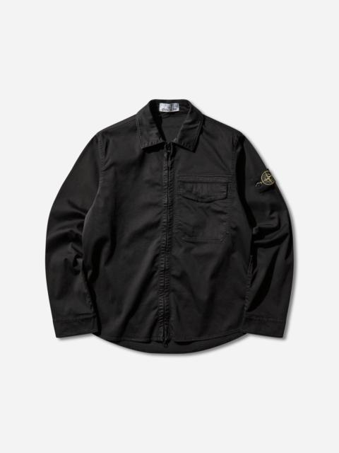 Stone Island Men's Stretch Organic Cotton Satin Overshirt Black