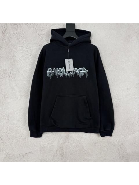 BALENCIAGA Balenciaga Black BLCG Jelly-Print Logo Hooded Sweater