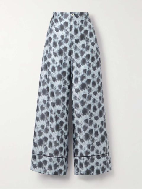 Printed silk-twill pants