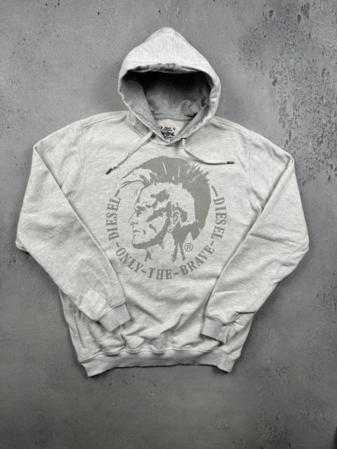 Diesel Vintage Diesel Only The Brave Hoodie Mohawk Big Logo Grey XL