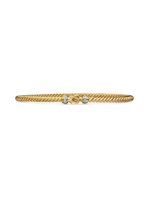 DAVID YURMAN David Yurman Buckle Classic 18K Yellow Gold & Diamond Cable Bracelet, 2.6mm at Nordstrom
